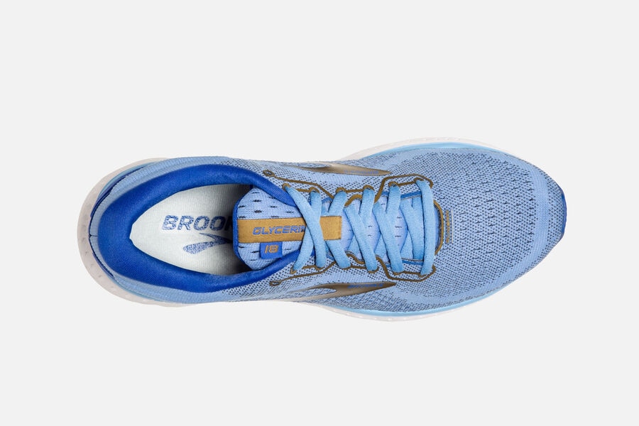 Brooks Glycerin 18 Road Running Shoes Womens - Blue/Gold - RUJQS-3129